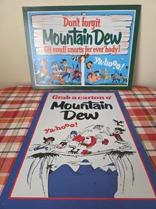 Lot Of 2 Vintage Mountain Dew Metal Signs. Great Condition. Advertising - Picture 1 of 9