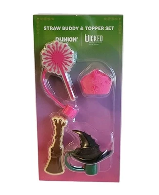 Dunkin x Wicked For Good Straw Buddy & Topper Elphaba & Glinda Set LE Exclusive  - Image 1 of 3