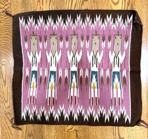 Vintage Navajo Yei Holy People Handgewebter Bild Kleiner Teppich - Bild 1 von 2
