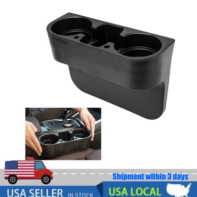Black 2 Cup Holder Drink Beverage Seat Seam Wedge Car Auto Truck Universal Mount - Image 1 of 4
