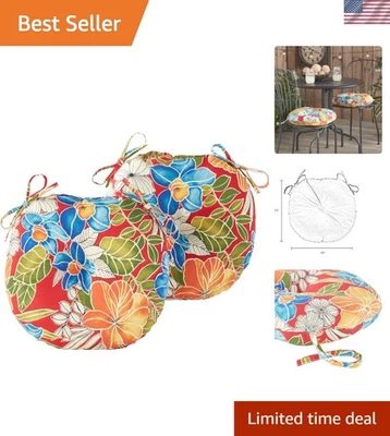 Cojines de asiento de bistró florales tropicales de 15 pulgadas - Juego ecológico resistente al agua Foto 1 de 4