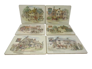 Set of 6 CloverLeaf Cork Back Placemats Famous Historical Inns Made in UK - Picture 1 of 18