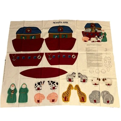 Panel de tela vintage Cranston Print Works Arca de Noé y animales corte, relleno y costura Foto 1 de 4