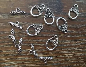 NOS Silver Plate Flower Pixie Whimsical Toggle Closure Clasp Findings Bead Lot - Picture 1 of 4