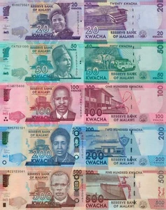 Malawi 5 PCS Set: 20 to 500 Kwacha 2020 - p36c, p51, p52c, p-53c UNC - Picture 1 of 6