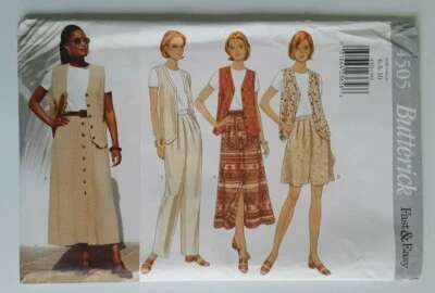 BUTTERICK #4505 MISSES SIZES 6-8-10 VEST TOP SKIRT SHORTS PANTS PATTERN UNCUT - Image 1 of 4
