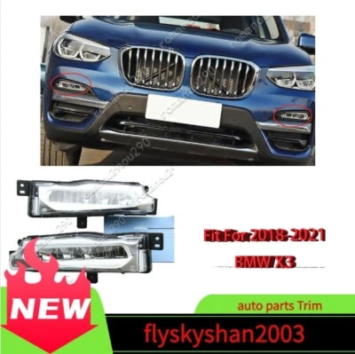 LED Car Front Bumper Fog Lights Assembly Trim 2pcs Fit For 2018-2021 BMW X3 - Image 1 of 4