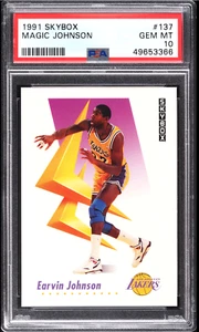 1991-92 Skybox Earvin Magic Johnson Karte #137 PSA 10 Edelsteine neuwertig Lakers Basketball - Bild 1 von 2