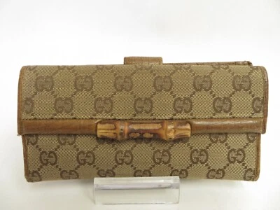 Autêntica carteira longa dobrável de lona de bambu GUCCI #38566 - Imagem 1 de 4