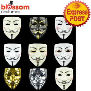 N451 Anonymous Hacker Mask V For Vendetta Halloween Cosplay Costume Guy Fawkes