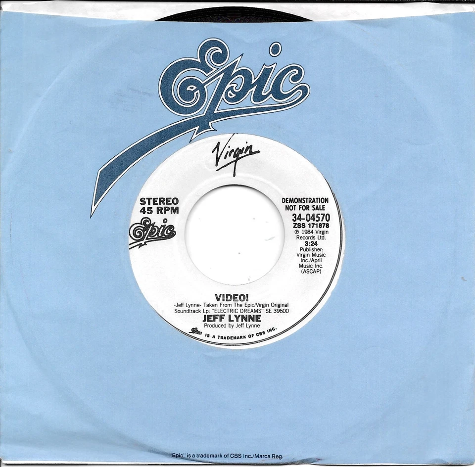 JEFFR LYNNE  Video!  rare soundtrack promo 45 from 1984  ELO - Image 1 of 1