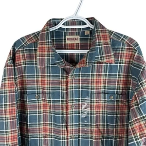 NEW RedHead Mens Ozark Mountain Flannel Shirt XL Blue Red Plaid Cotton Button Up - Picture 1 of 4