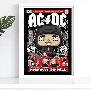 ACDC Highway To Hell A3 A4 Print Poster Comic Style Singer Unframed - Picture 1 of 2