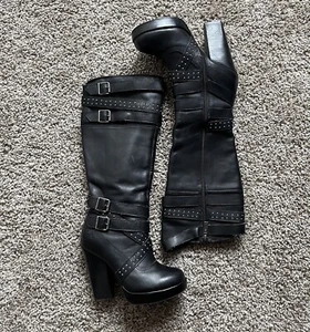 Harley Davidson Karlia Knee High Tall Women’s Boots Size 5.5 Bikercore Black - Picture 1 of 24