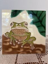 6x6” ceramic tile art frog embossed raised texture minor chip bottom edge pictur