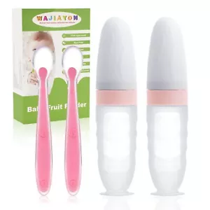 Baby Food Feeder 4 Pack Silicone Baby Food Dispensing Spoon-3 oz Squeeze Feed... - Picture 1 of 9