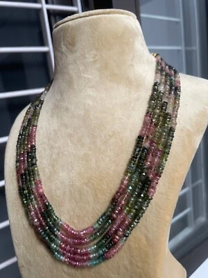 Multi tourmalines 5str semi-precious gemstone beads necklace jewelry gift j66 - Image 1 of 4