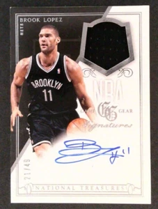Brook Lopez '13-14 National Treasures NBA GAME GEAR SIGNATURES Jersey Auto 21/49 - Picture 1 of 3