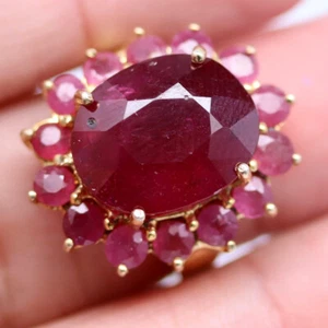 Heated Gemstone 12 x 15 mm. Red Ruby Ring 925 Sterling Silver Size 7 - Picture 1 of 4