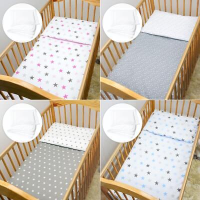 4 Piece Quilt Duvet Pillow & Covers Set Baby Crib Cradle Cot Bedding - Stars • 32.99£