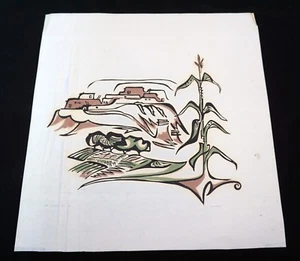 1962 Arizona Serigraph Print 1/30 "Hopi Village" by Tom Bahti (1926-1972) (Mod) - Bild 1 von 10