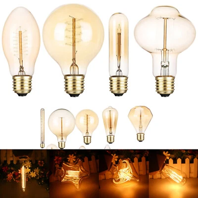 Vintage E27 40W Edison Bulb Filament Light Industrial Deco Warm White Lamp 220V - Image 1 of 4