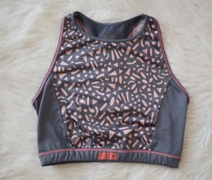 Justice 14 Sports Bra Active High Neck Cropped Sports Bra Gray Orange Gymnastics - Picture 1 of 5