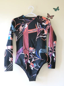 Roxy Retro Floral Lined Body Rashguard Surf Swimming Suit Lateral Zipper Size S - Picture 1 of 5