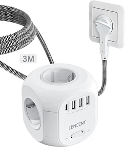 LENCENT 4 Fach Steckdosenleiste mit Flachstecker -Mehrfachsteckdosen 8 in 1 Cube - Bild 1 von 6