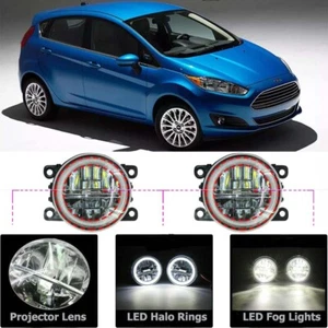 LED Fog Light Kit Angel Eye Rings DRL Daytime Running Lamp Fit For Ford Fiesta - Picture 1 of 12