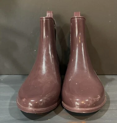 Sam Edelman Tinsley Matte Chelsea Rubber Rain Boot In Wine Patent Size 9 NWOB - Image 1 of 4
