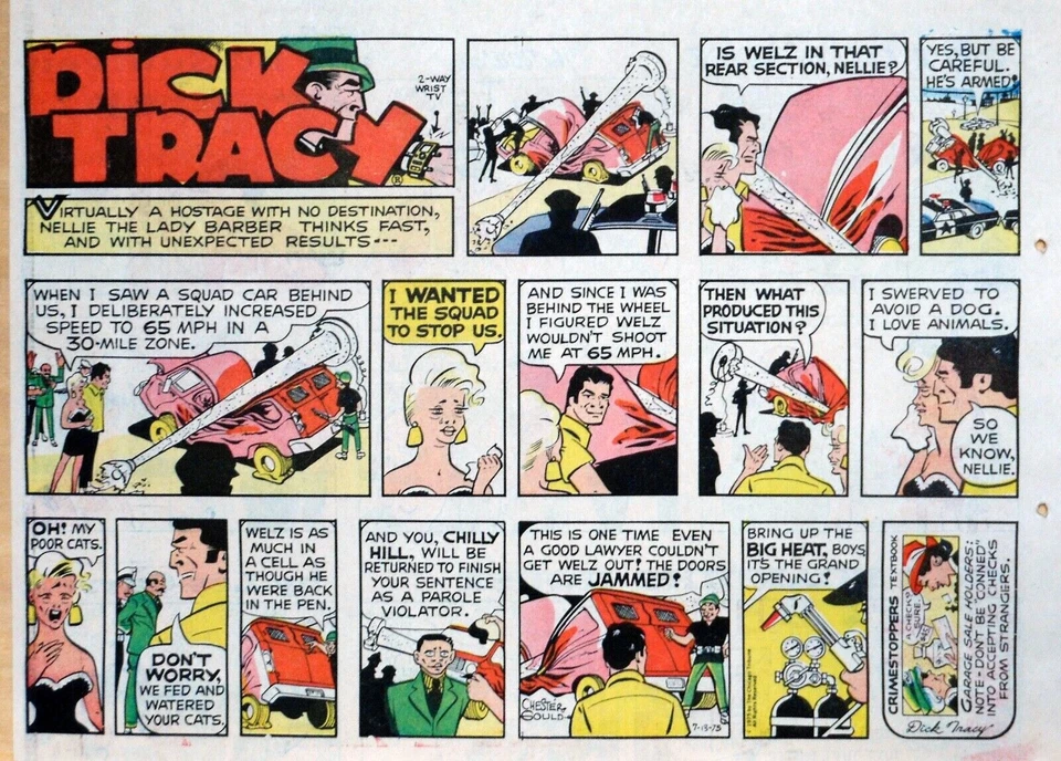Dick Tracy de Chester Gould - Lote de 4 cómics dominicales a color de media página - Julio 1975 Foto 1 de 1