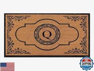 A1HC Natural Coir Monogrammed Door Mat For Front Door, 30x48, Anti-Shed Treat - Picture 1 of 5