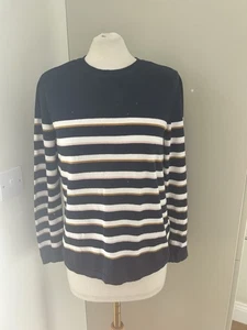 Barbour Padstow Knit Navy Striped Jumper Size Uk 10 - Picture 1 of 4