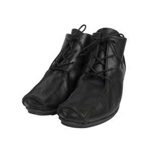 Trippen Black Leather Boots Wedge Heel Womens EU 42 US 11.5 Goth Avant Garde - Picture 1 of 13