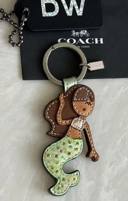 BOLSO SIRENA LENTEJUELAS CUERO METALIZADO/MULTICOLOR COACH ENCANTO LLAVERO Foto 1 de 4