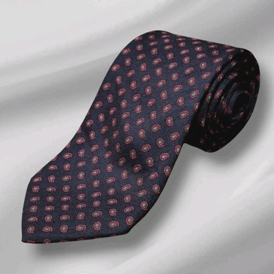 Corbata Holliday & Brown para hombre corbata de seda azul marino ameba cachemira Inglaterra Foto 1 de 4