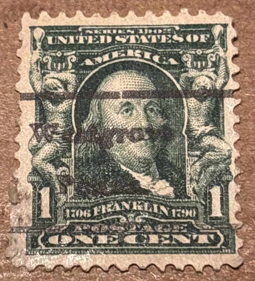 WESTGROVE PENN DEAD POST OFFICE PRECANCEL TYPE L-1TS SC 300 1 CENT FRANKLIN PB1 - Image 1 of 3