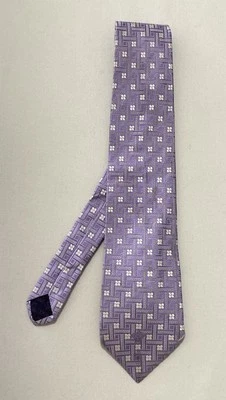 Corbata de seda púrpura Versace. Floral con patrón geométrico M en Italia mal estado Foto 1 de 4