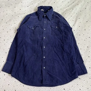 Vintage 1970s Sears Button Up Shirt Men's L Western Wear Cowboy Lightweight Work - Picture 1 of 10