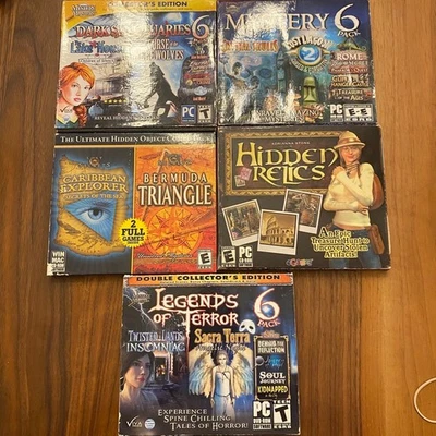 Lot of 6 PC Hidden Object Game Packs – Mystery, Adventure, Collector Sets - Image 1 of 4