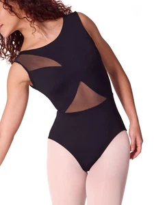 Capezio Soft Elegance Asymmetrical Boat Neck Leotard EL106W Black - Picture 1 of 4