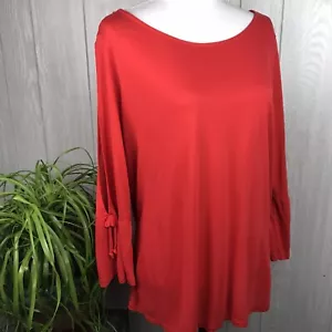 Lascana For Venus Red Split Open Arm 3/4 Bell Sleeve Viscose Top Size Large - Picture 1 of 7
