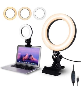 6.3" Selfie Ring Light w Mount for Laptop/Webcam | 3 Light Modes&10 Dim levels - Picture 1 of 6