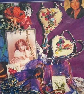 Silk Ribbon Embroidery Heart Pendants Judith Baker Montano Pattern - Picture 1 of 5