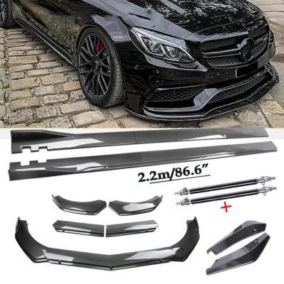 Carbon Fiber Front Bumper Lip Chin Spoiler For Mercedes-Benz C180 C200 C230 Foto 1 de 4