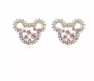 Light Rose Gold Tone Medical Stainless Steel and Rhodium Mickey Mouse Earrings - Picture 1 of 3