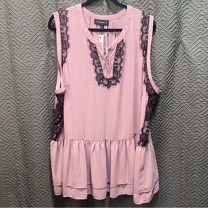 Lane Bryant Plus Size 28 Pink Mauve Sleveless Ruffled Cami Top NWT - Picture 1 of 7