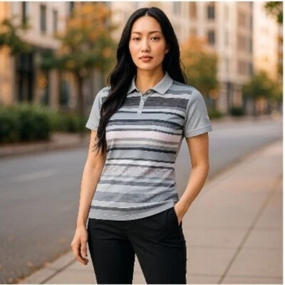 Polo Puma para mujer a rayas lavadas - gris cantera - talla mediana Foto 1 de 4