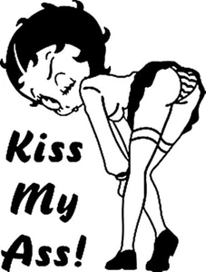 BETTY BOOP KISS MY ASS LUSTIGER VINYL-AUFKLEBER AUFKLEBER FÜR AUTO-LAPTOP USW. UK - Bild 1 von 6